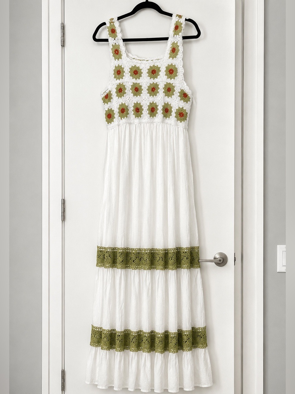 Solitaire NWT Crochet Maxi Dress Boho Cottagecore Festival Cotton Large